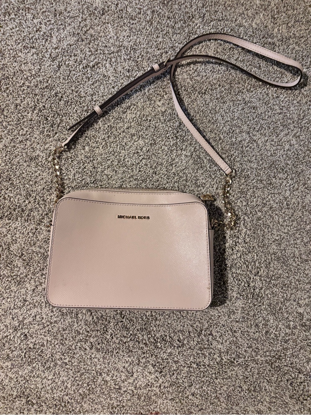 Michael Kors Blush Saffiano Leather Crossbody with Gold Chain